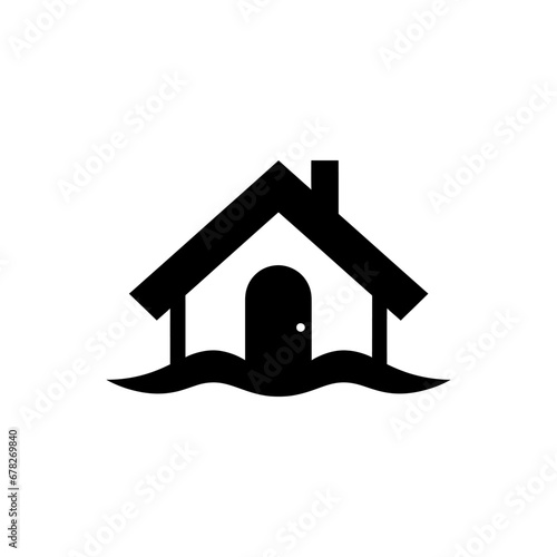 Flooded House Icon - Simple Vector Illustration