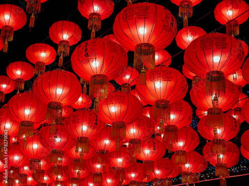 Chinese lanterns at traditional events of Thai-Chinese people in Thailand.