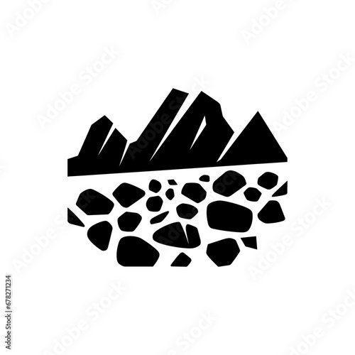 Rocks fell on the road Icon - Simple Vector Illustration