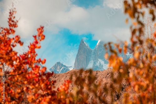 Autumn Colors and Lady Finger Peak, Hunza, Gilgit Baltistan, Pakistan photo
