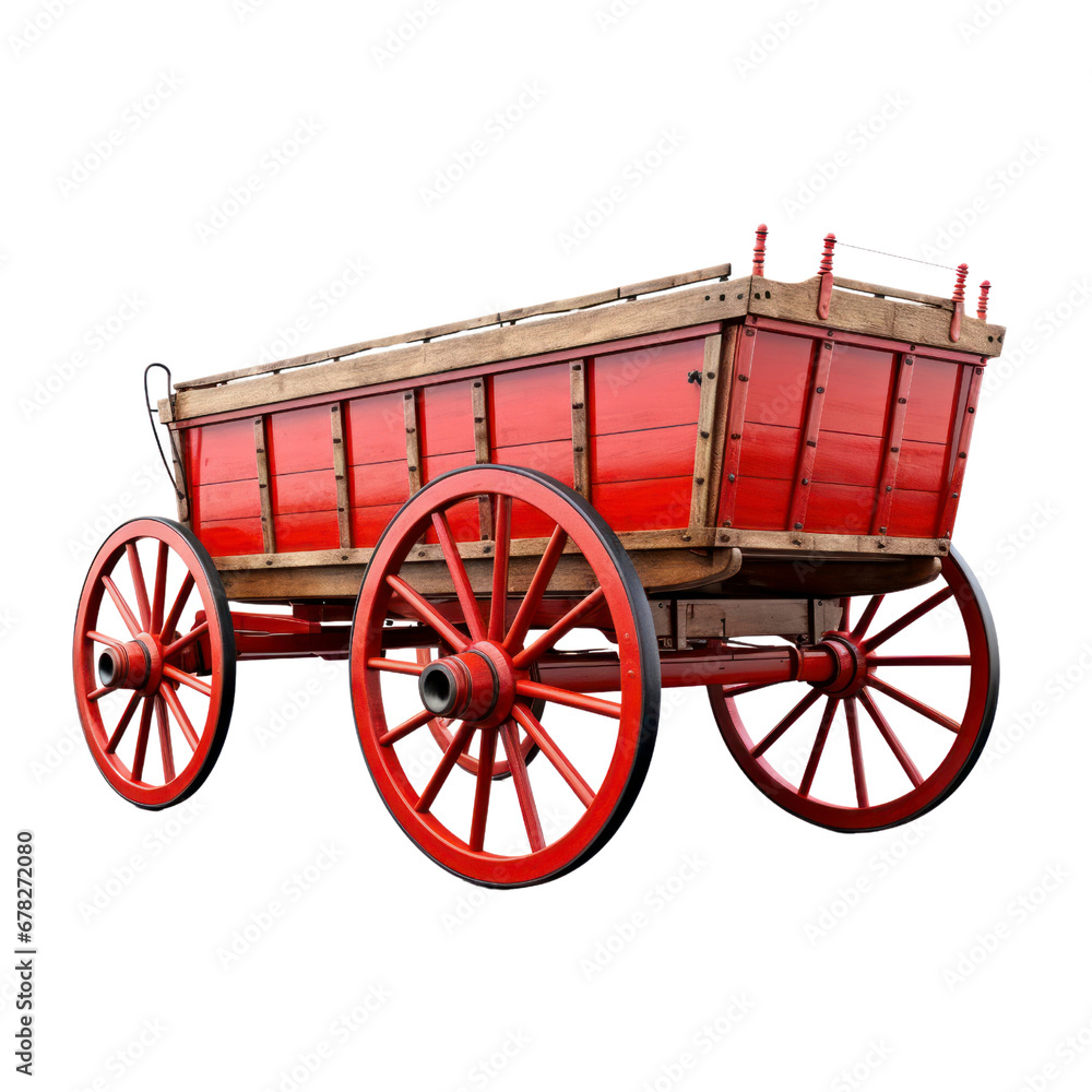 red wagon on a transparent background.