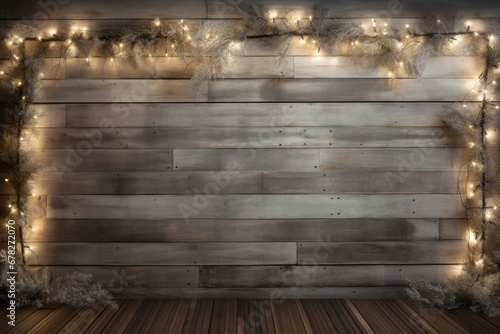 A Rustic Illumination  Wooden Wall Adorned with Ambient Lights
