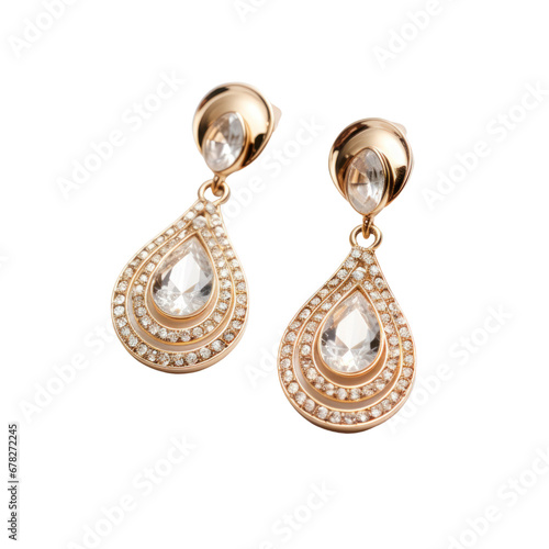 gold earring on a transparent background. photo