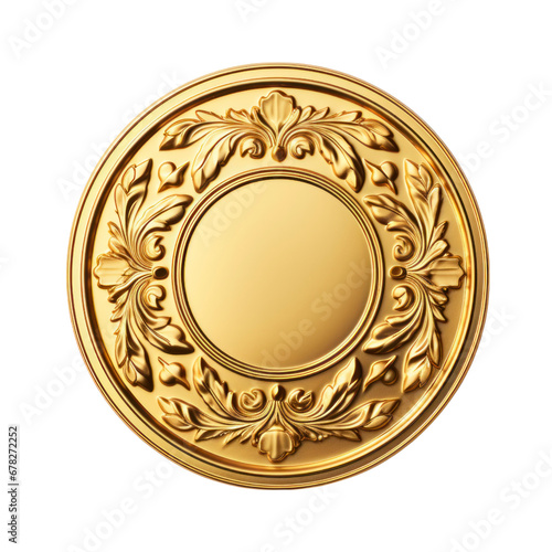 gold medallion on a transparent background.