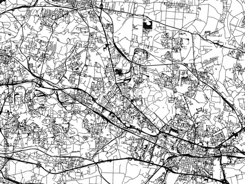 Vector road map of the city of Chorzow in Poland with black roads on a white background.