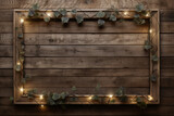 A Captivating Display: Illuminated Picture Frame Hanging on Rustic Wooden Wall