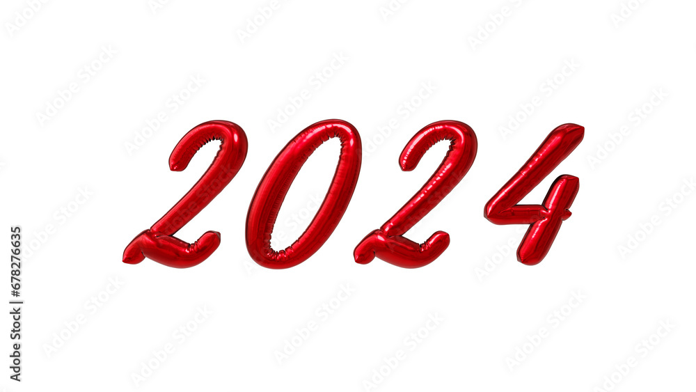red balloons happy new year 2024, 3d render new year 2024 illustration, transparent red balloons happy new year 2024, 3d render new year 2024 illustration, transparent