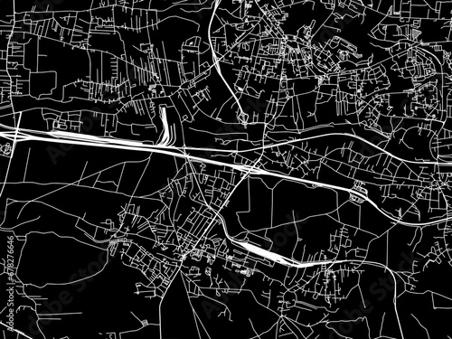 Vector road map of the city of Ruda Slaska in Poland with white roads on a black background.