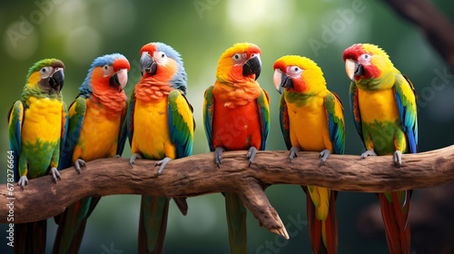 A group of colorful parrots