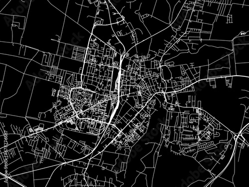 Vector road map of the city of Slupsk in Poland with white roads on a black background.