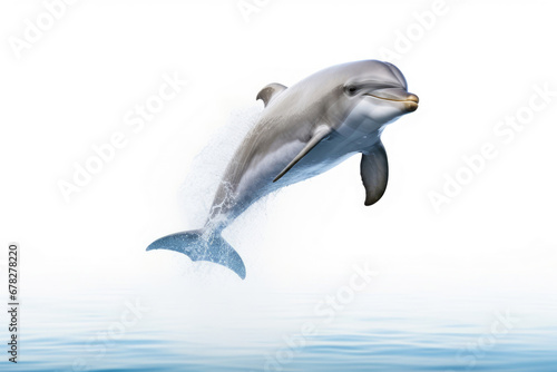 Playful dolphin on white background