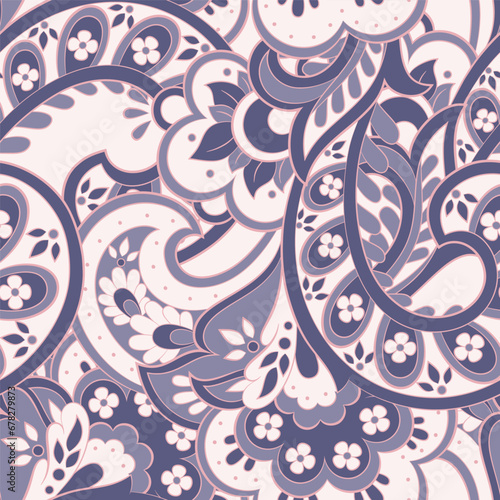 Paisley seamless floral pattern. Damask vintage background 
