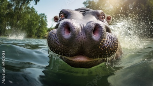 Happy hippopotamus pleased to welcome you.