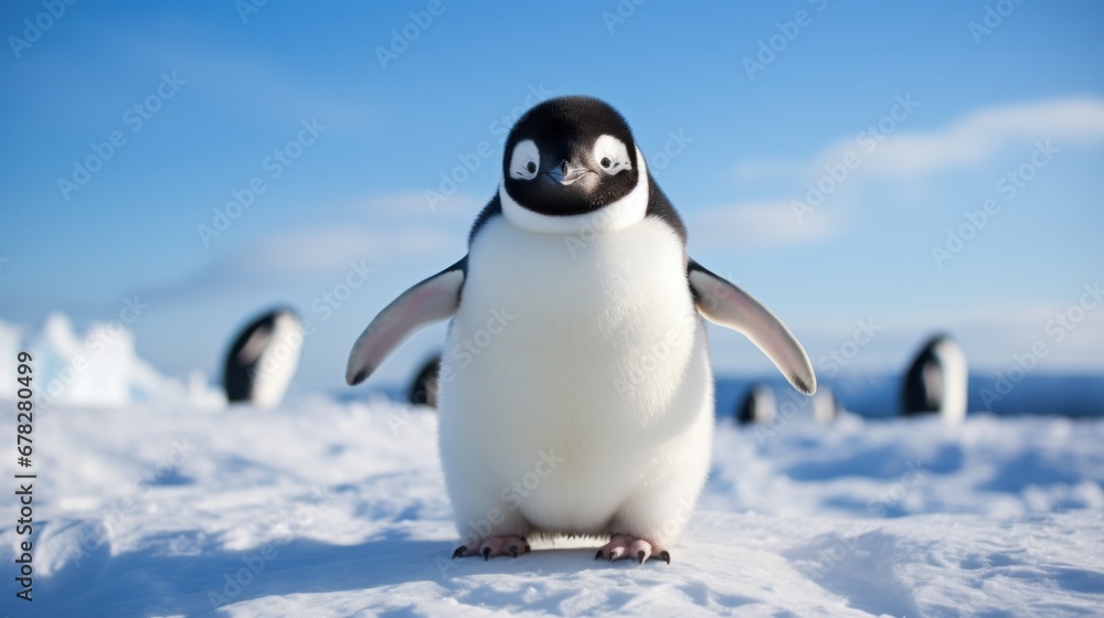 Obraz premium Happy penguin pleased to welcome you.