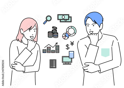 資産運用に期待して投資する夫婦のイラスト