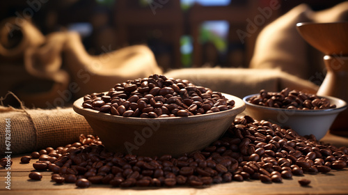 coffee beans in a cup on a table