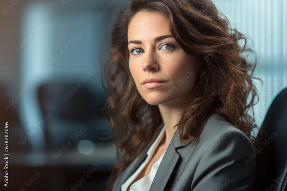 Woman sitting in chair, looking directly at camera. This versatile image can be used for various purposes Woman sitting in chair, looking directly at camera. This versatile image can be used for various purposes