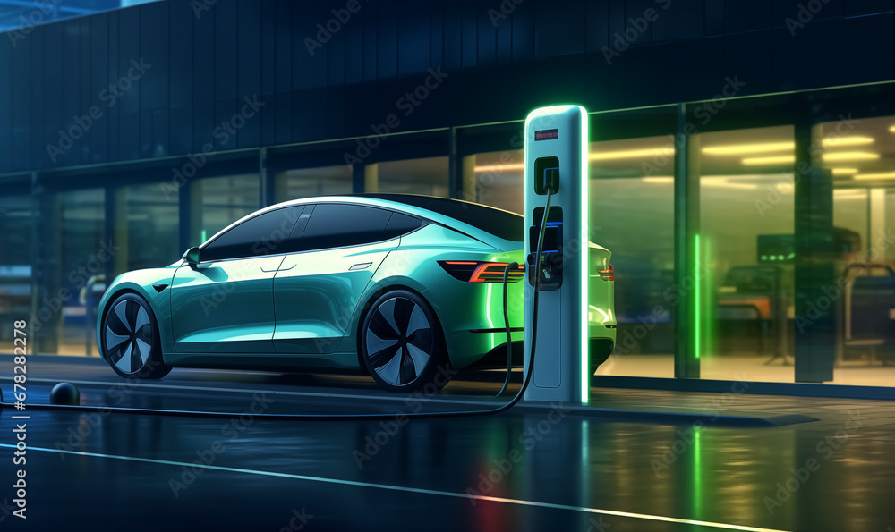 an electric car charging station an electric car charging station