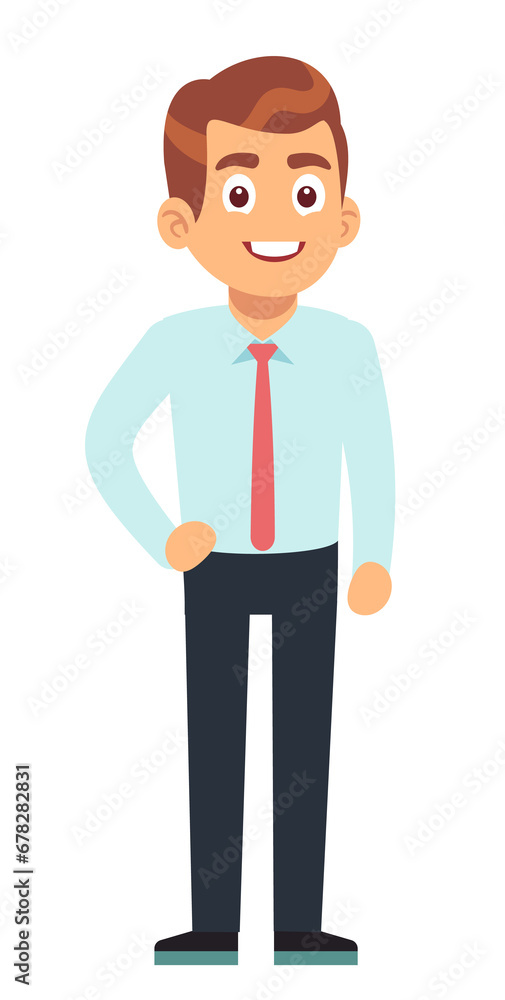 Office worker cartoon character. Man in formal clothes