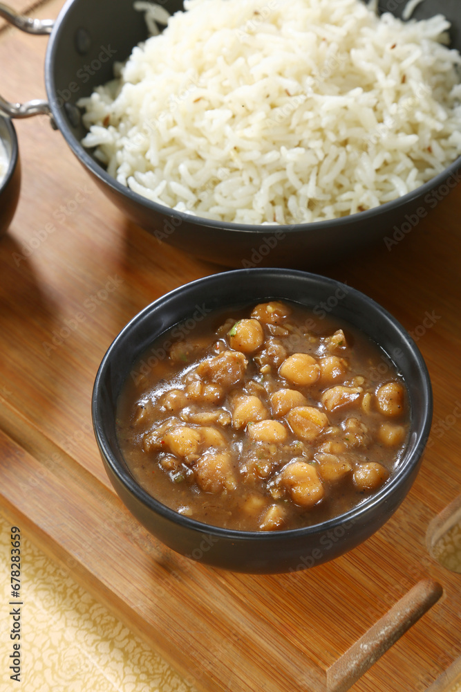 Chole Chawal or Chole Masala Rice, Indian dish Chole Chawal or Chole Masala Rice, Indian dish