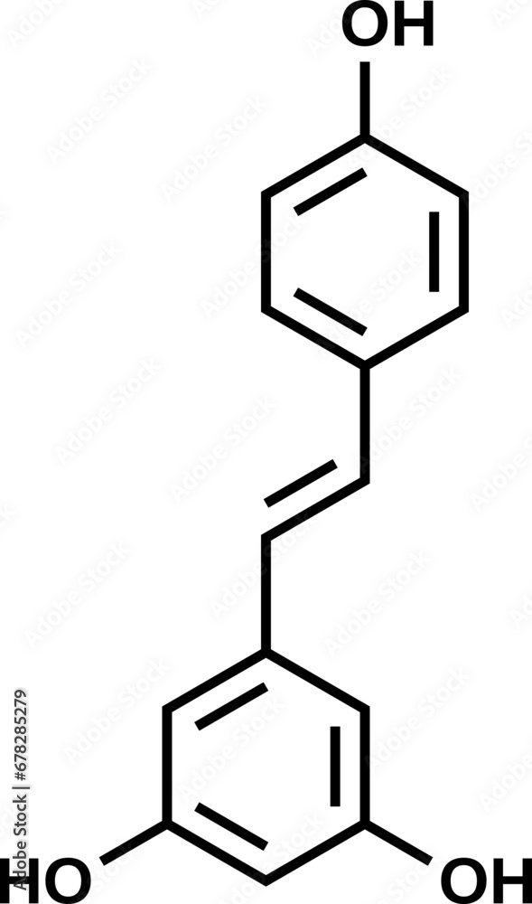 Resveratrol structural formula, vector illustration Resveratrol structural formula, vector illustration