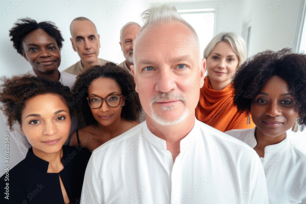 Picture of group of people standing next to each other. This image can be used to represent teamwork, community, diversity, or friendship. It is suitable for various projects and publications Picture of group of people standing next to each other. This image can be used to represent teamwork, community, diversity, or friendship. It is suitable for various projects and publications