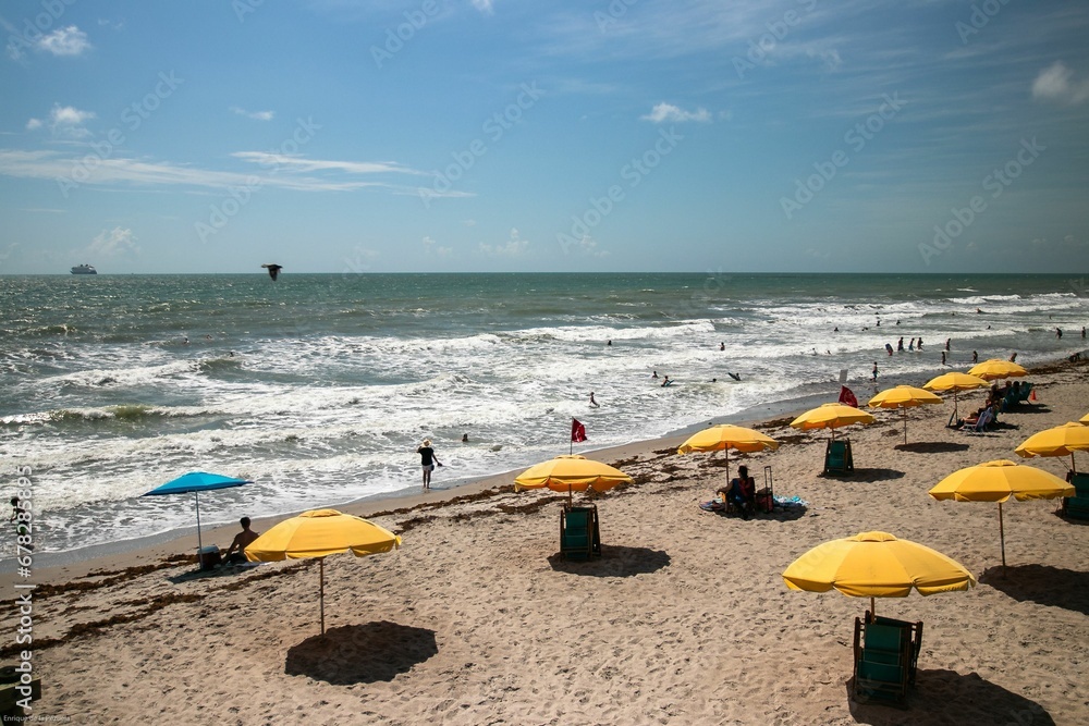 Aerial view of sea waves breaking sandy beach Aerial view of sea waves breaking sandy beach