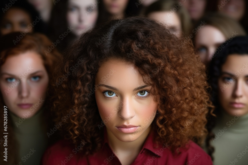 Fototapeta premium Group of women standing next to each other. This versatile image can be used to represent friendship, teamwork, diversity, empowerment, or any situation where group of women are involved
