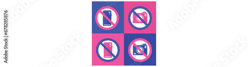 No photos sign. No photographing sign. No video, phone, camera, photo sign icon symbol vector on white background