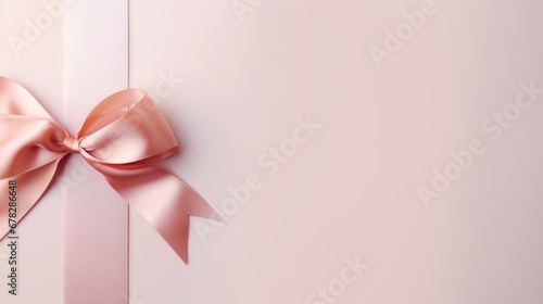 Ribbon on pink gift box background, celebration theme photo