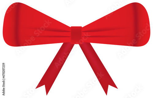 Red bow for decorating greeting cards gift box on white background