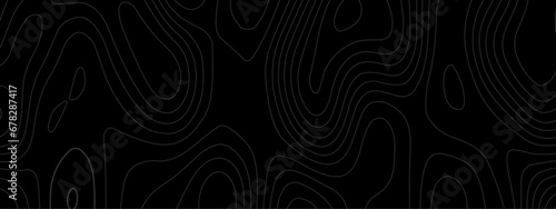 Black and white wavy paper curve relief abstract topographic map background. Geographic mountain relief. Topographic map lines, contour background. Abstract wave lines background.