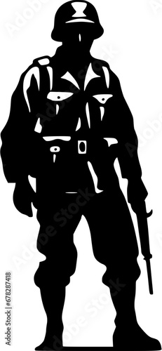 Soldier Silhouette War Military Vintage Outline Icon In Hand-drawn Style