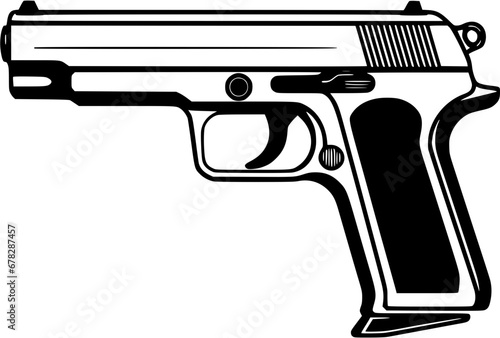 Pistol Gun War Military Vintage Outline Icon In Hand-drawn Style