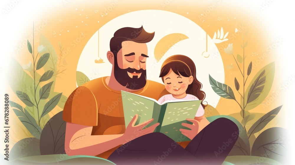 Happy father relax and read book with baby time together at home. parent sit on sofa with daughter and reading a story. learn development, childcare, laughing, education, storytelling, practice. Happy father relax and read book with baby time together at home. parent sit on sofa with daughter and reading a story. learn development, childcare, laughing, education, storytelling, practice.