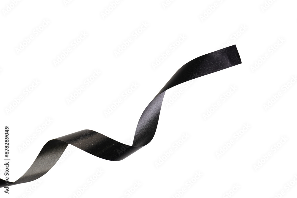 Black Ribbon Curls Isolated Background Black Ribbon Curls Isolated Background