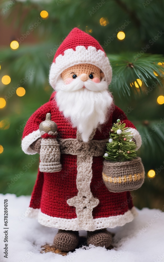 knitted figurine of St. Nicholas toy with lantern. knitted figurine of St. Nicholas toy with lantern.