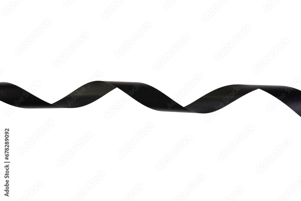 Black Ribbon Curls Isolated Background Black Ribbon Curls Isolated Background