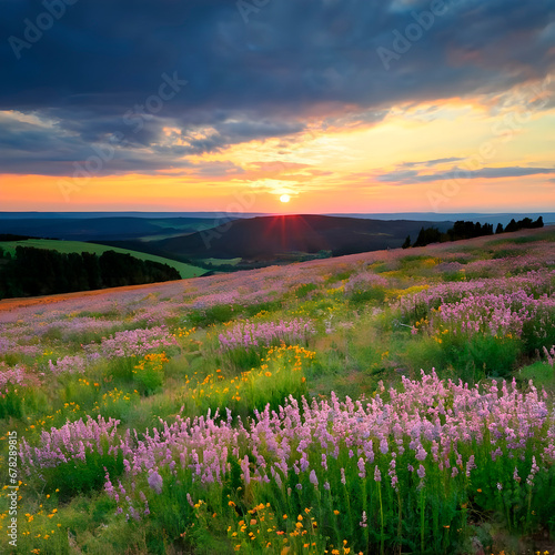 sunset over the field