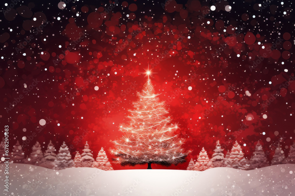 A Festive Christmas Tree Illuminating a Serene Snowy Winter Wonderland