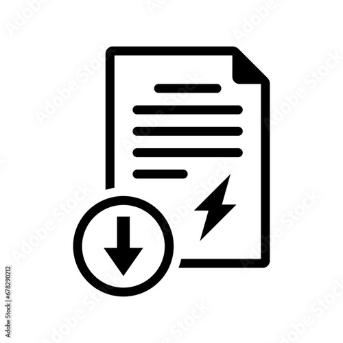 Reduced electricity bill icon. Energy price drop. Vector icon isolated on white background.