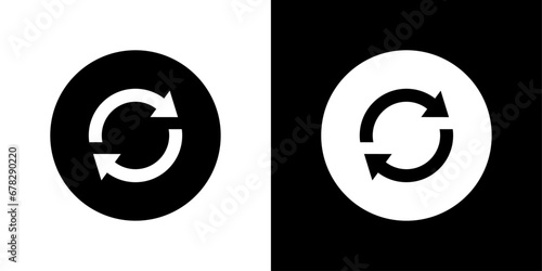 black and white round refresh reload sync icon vector design