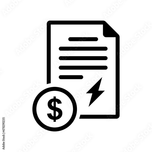 Electricity bill icon. Energy price. Vector icon isolated on white background. photo