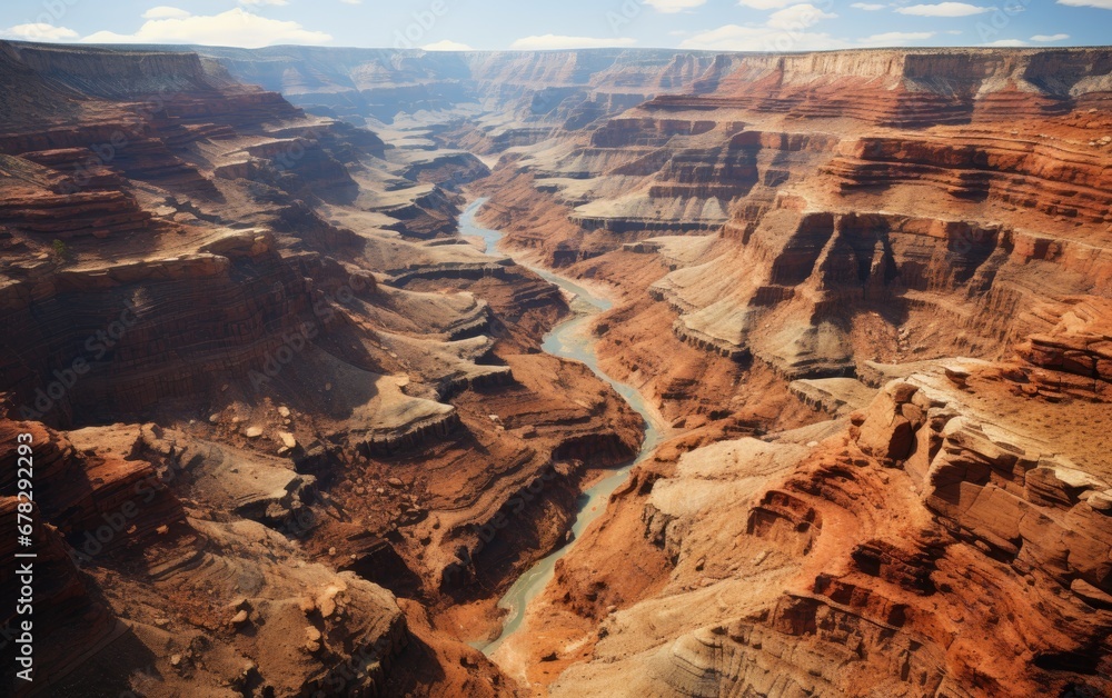 Grand canyon over the blue sky with the river.