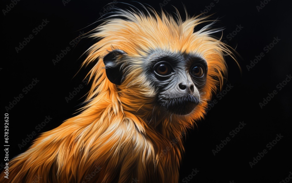 Fototapeta premium A close up of the portrait of the yellow monkey.