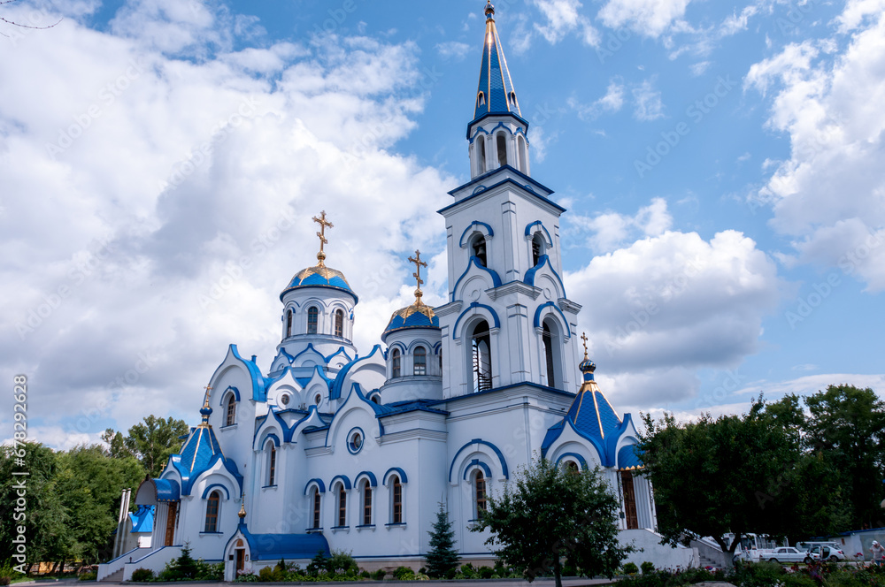 VORONEZH, Russia, July 16, 2023: The Church of the Holy Equal-to-the-Apostles Grand Duke Vladimir in summer in Voronezh