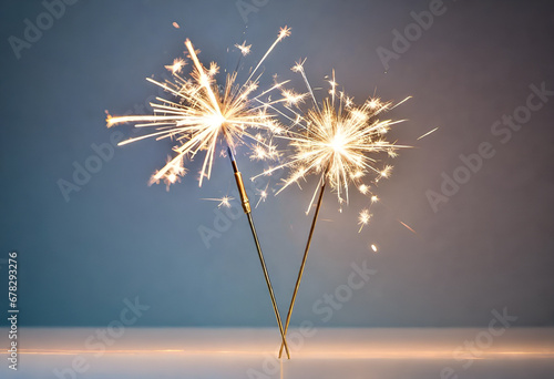 sparklers for new year celebration in minimal style