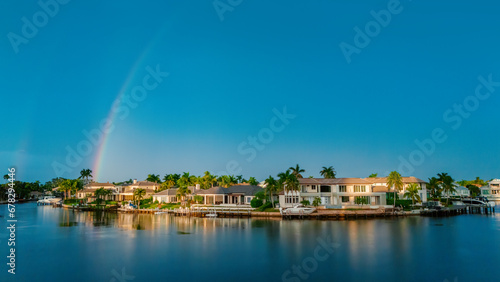 South West Florida Neighbourhood with rainbow and private docks