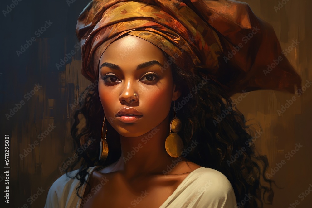 Fototapeta premium Portrait of black woman in the style. Generative AI.