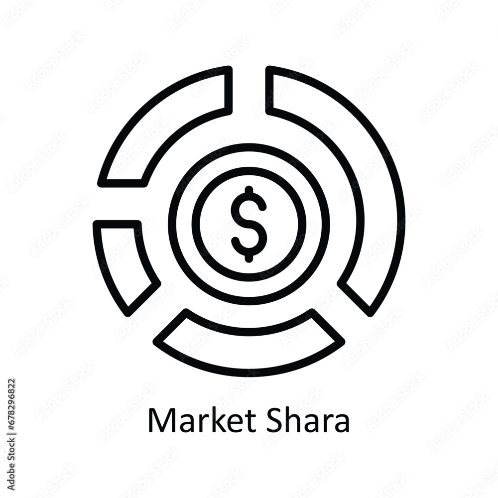 Market Share vector outline Icon Design illustration. Business And Management Symbol on White background EPS 10 File